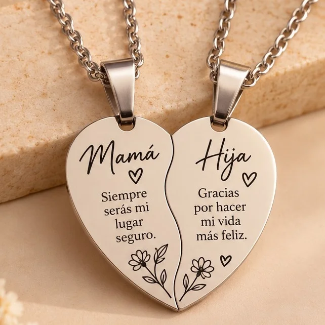 Cad. set duo corazon grabado amigas plateado acero 45cm - CAS768 - Foto 1